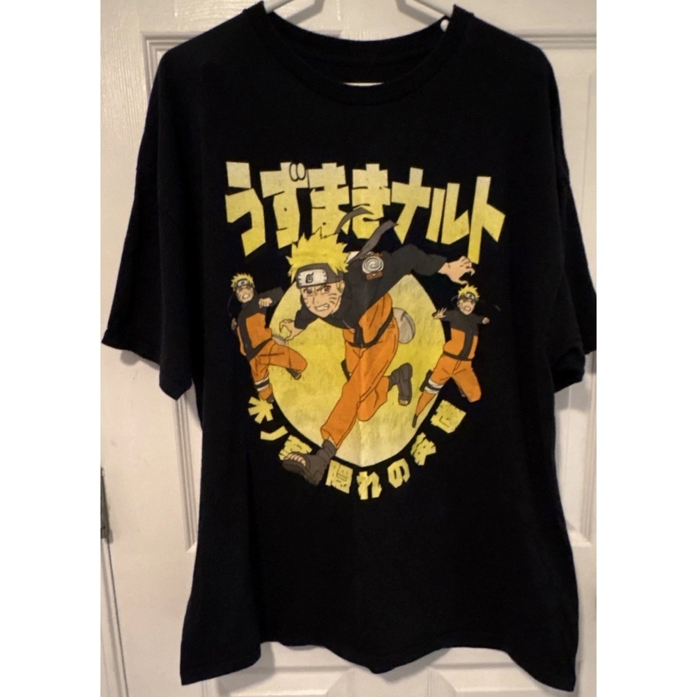 Naruto Shippuden Graphic T Shirt Mens XL Black Anime Manga Japanese Short Sleeve